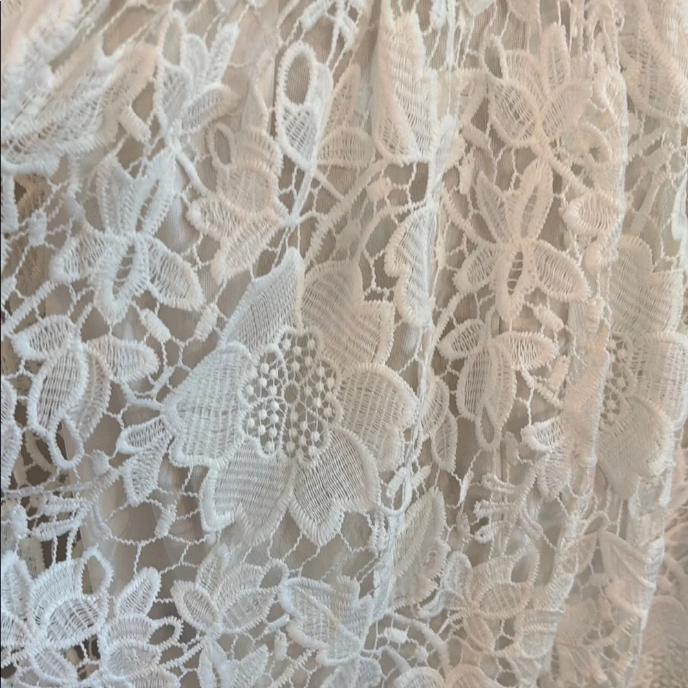 White Floral Lace Midi / A line Skirt - delicate and feminine - Picture 6 of 12